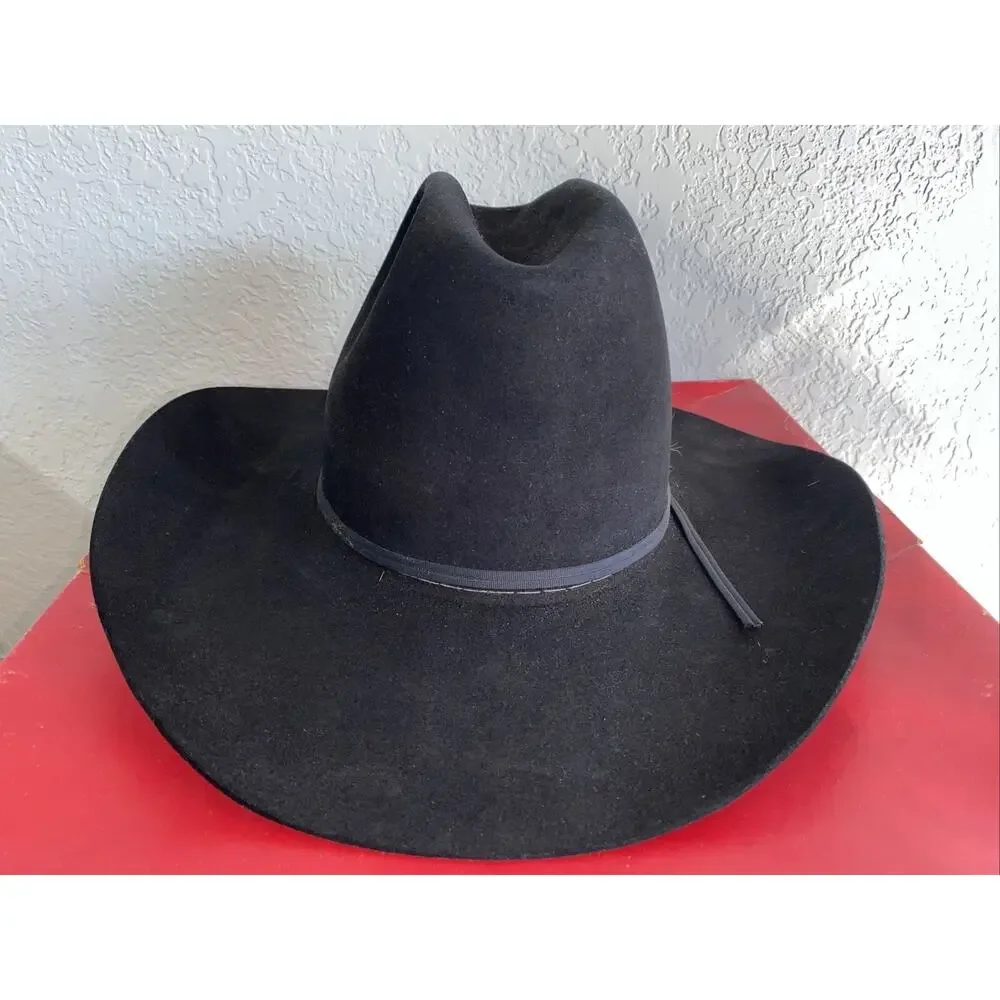 Vintage‎ John B Stetson 4X Beaver 6-7/8 XXXX Cowboy Hat Felt USA In Original Box